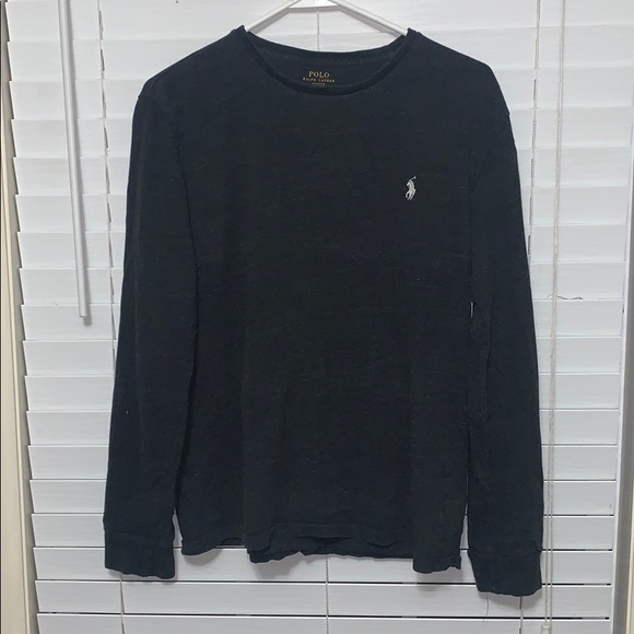 Charcoal gray long sleeve crew neck men’s tee - Picture 1 of 4